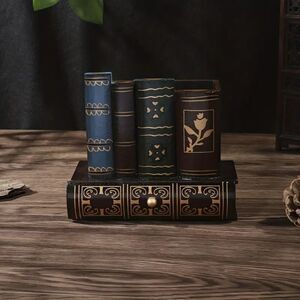 Antique Book Style Wood Desk Organizer for Home & Office